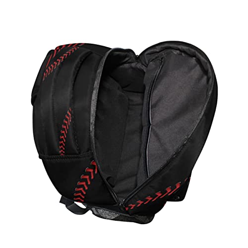 STAYTOP Black Baseball Laces Backpacks Travel School Bags for Boys Girls School Computer Backpacks Book Bag Travel Hiking Camping Daypack - color: Black Baseball