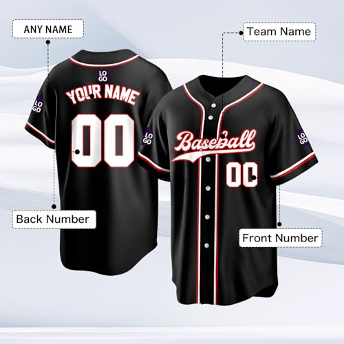 Custom Baseball Jersey Personalized Stitched Family Team Name Number Shirts Uniforms for Women Men Youth Kids - color: Black-03