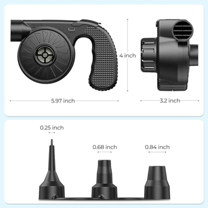 Dr.Meter Air Pump for Inflatables, 4000mAh Rechargeable Air Mattress Pump with 3 Nozzles, Quick-Fill Inflator Deflator Portable Air Pump for Inflatable Pool Floats Raft Bed Boat - style: HT-425