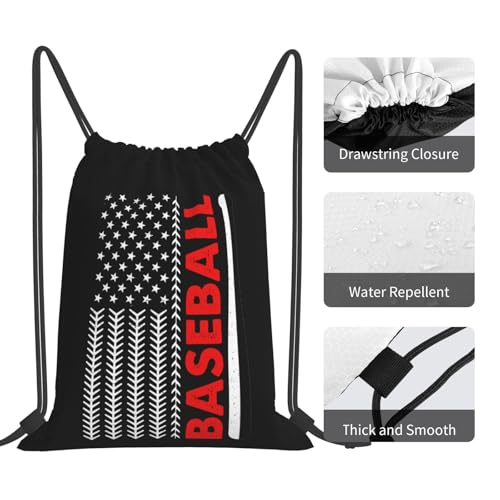 American Baseball Flag Unisex Drawstring Backpack Bag Sport Gym Travel Swim Sackpack - color: American Baseball Flag1