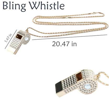 Whistle,Rhinestone Sports Whistle with Keychain for Coach/Referee/Training/Lifeguard/Teachers(Gold) - color: White
