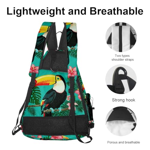 Pickleball Bag Toucan Emerald Green Pickle Ball Backpack for Women Men Premium Lightweight Crossbody Sling Bag Sports Backpack for Pickleball Paddle Tennis - color: Toucan Green