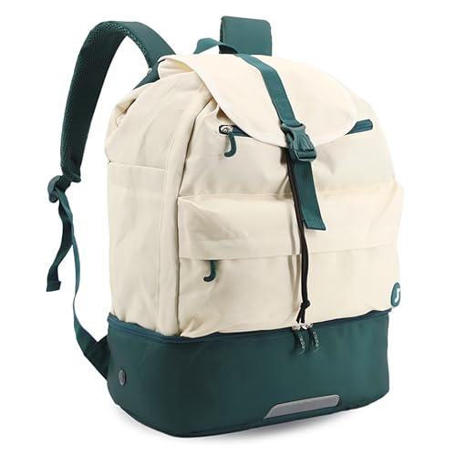 J World Ace 2 Racket Tennis Backpack for Women Men. Badminton Squash Pickleball Bag. Kids Sports Gym Bag w/Shoe Compartment - color: Green White