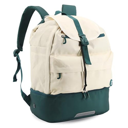 J World Ace 2 Racket Tennis Backpack for Women Men. Badminton Squash Pickleball Bag. Kids Sports Gym Bag w/Shoe Compartment - color: Green White