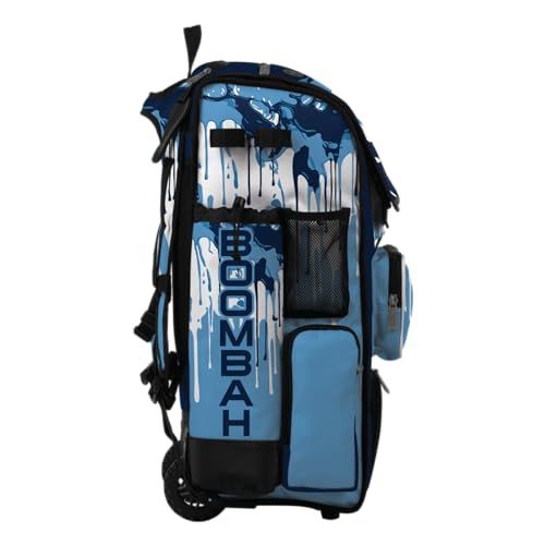 Boombah Superpack Hybrid Rolling Bat Bag - Wheeled & Backpack Version - Graffiti Drip - Multiple Color Options - color: Navy/Columbia Blue/White