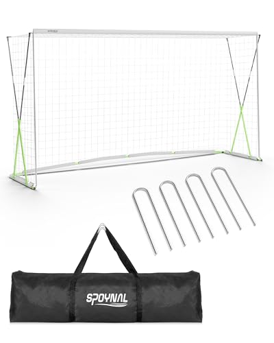 SPOYNAL 12x6 FT Soccer Goal for Backyard Training, Full-Size Portable Soccer Net with Heavy-Duty X Structure & Carry Bag, All-Weather Outdoor Soccer Goals for Teens and Adults