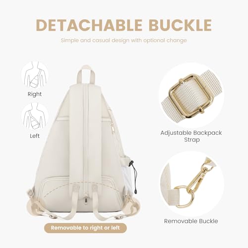 Women's Pickleball Backpack - Quilted Crossbody Sling Bag for Tennis & Pickleball Paddle - color: Beige Green, size: Large