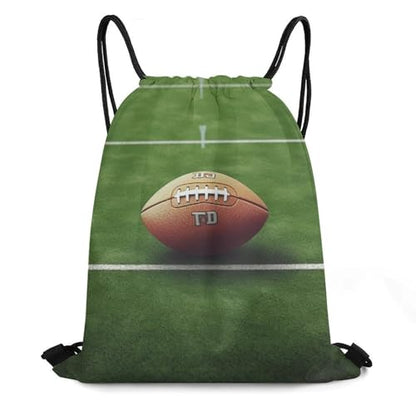 American Football Field Ball Sport Drawstring Backpack 420D Oxford Waterproof Sport Gym Bag Cinch Sack for Basketball Yoga Beach