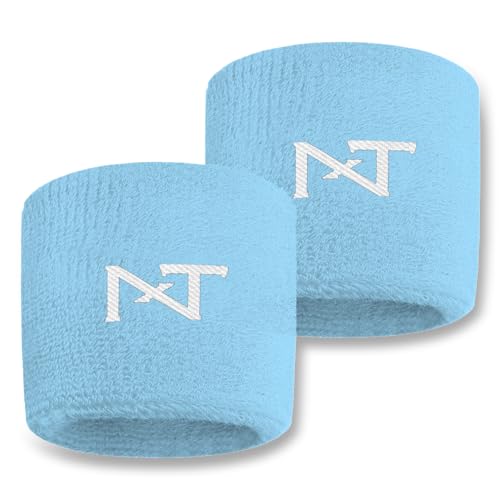 1 Pair Nxtrnd Sports Wristbands, Sweat-Absorbent Sweat Bands, Accessory for Football, Basketball, Tennis - color: Columbia Blue