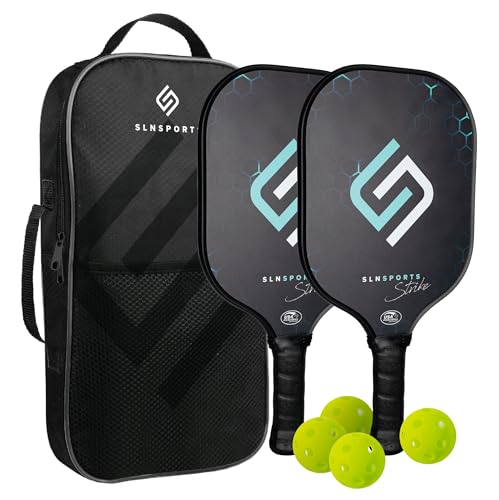 Pickleball Paddles | USAPA Approved Carbon Fiber Paddles/Fiberglass Pickleball Rackets Set of 2 | Carrying Case, 4 Balls | Pickleball Raquets for Kids and Adults - style: Carbon Fiber Set of 2