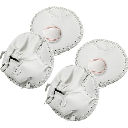 VioraWhite 2 Pack Pancake Baseball and Softball Training Glove - Flat & Soft Premium PVC Fielding Gear for Right-Hand Throw, Great Choice for Teens