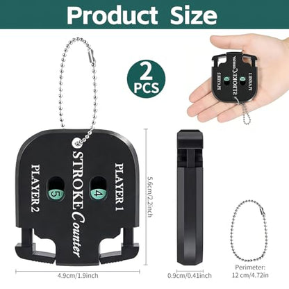 2Pcs Golf Stroke Counter, 2-Player Golf Counter Clicker with Hanging Rope, Shockproof Mini Portable Stroke Counter for Your Golf, Outdoor Sports, Different Kinds of Competitions and Games(Black)