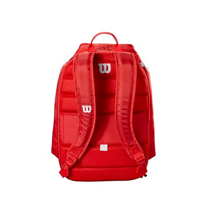 WILSON 2025 Super Tour Red Tennis Racket Bags - size: Backpack - Holds up to 2 Rackets