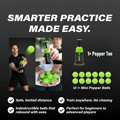MINI Popper tee,Mini Batting Tee Without a Pitcher for Perfect Swings Baseball Training for Hitting Practicing (Mini Popper Balls 12 Pack Included)