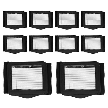 10pcs Football Play Wristbands, Triple Window Quarterback Playbook Wristband for Signs Rugby Armband with Blank Play Sheets for Flag Football Softball Soccer and Sports (Black)