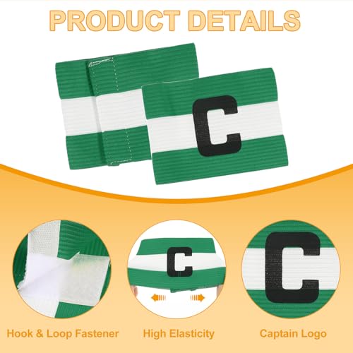 MECCANIXITY Soccer Captain Armband, Captain Arm Bands for Soccer Elastic Captain C Arm Band Sports Captain Armbands for Football Team Training Youth & Adult - color: Green/Yellow