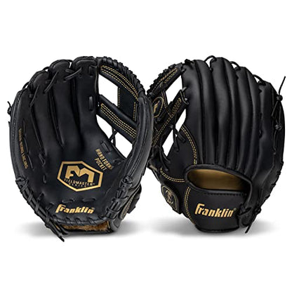 Franklin Sports Field Master Baseball + Softball Glove - Field Master Adult + Youth Baseball + Softball Mitt - Men's + Women's Gloves - Right Hand Throw - color: Black/Gold, style: 11" - I Web