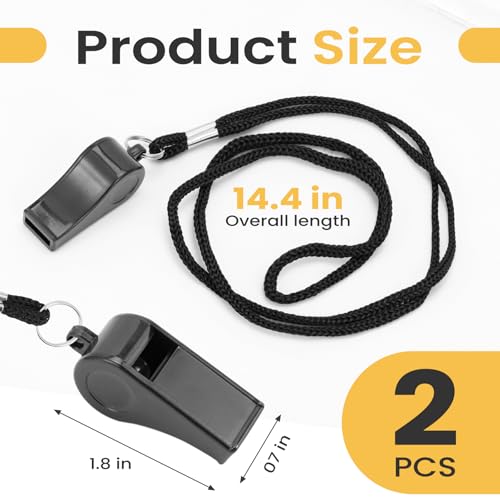 2 Sports Whistles with Lanyard, Loud Crisp Sound Whistle Ideal for Coaches, Referees, Officials,Outdoor Enthusiasts, and Family Emergencies.
