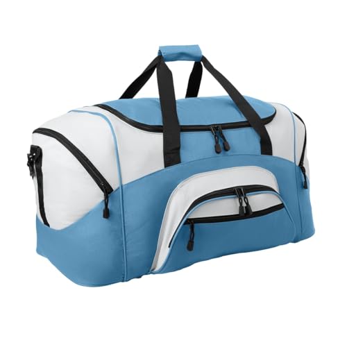Personalized Large Duffel Bag, Football, Soccer, Basketball, Baseball Duffle Bag, Athlete Gift, Sport Bag, Embroidered Name, Carolina Blue/Grey - color: Carolina Blue/Grey