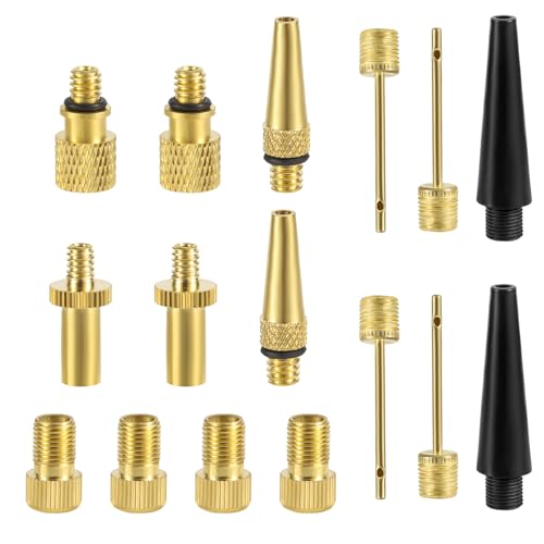 16pcs Bicycle Valve Adapter Set, Brass Tire Valve Adapter Ball Pump Needle FV/AV AV/EV EV/FV Adapter Inflatable Nozzles for Presta Schrader Valve Sports Balls Bikes Inflatable Device