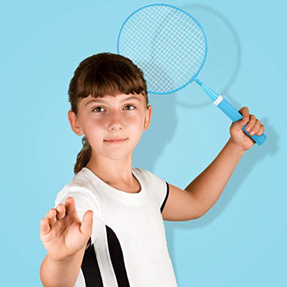 KH Badminton Rackets Set of 2 4 6 for Adults Kids,Beach Lawn Backyard Game Outdoor Sports,Racquets,Shuttlecocks & Carry Bag Included - color: Red, Blue (Kids)
