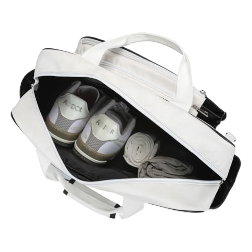 Tennis Bags Leather Tennis Racket Bag Women Tennis Tote Bag PU Sport Handbag Waterproof Lightweight Badminton Racket Shoulder Bag For 2 Rackets With Removable Shoulder Straps Outdoor