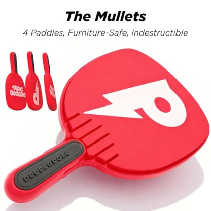 Ping Pong, Reinvented | Any Surface, Indoor or Outdoor Portable Paddle Sport| 3-Speed Foam Balls, 4 Premium Paddles, Free-Standing Net, Carry Bag: Whisper Quiet, 60-Sec Setup