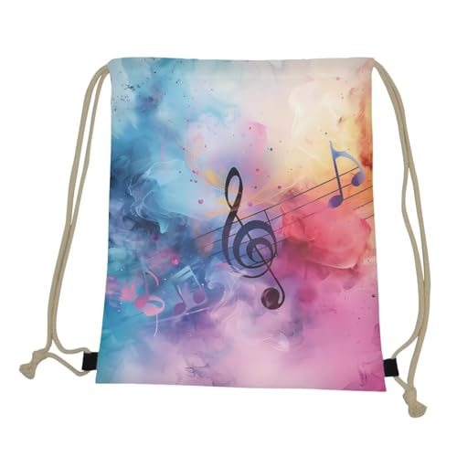 Mumeson Gym Bag Sport Drawstring Bag Large Capacity Toiletry Bag Drawstring Backpack, Dazzle Musical Note Print - color: Dazzle Musical Note
