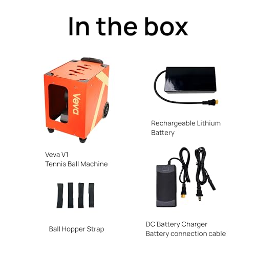 Veva V2 Portable Tennis Ball Machine with App & Remote, 68MPH Speed, 120-Ball Capacity, 4-8H Battery, Advanced Spin Control for Indoor/Outdoor Training