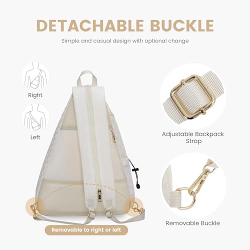 Women's Pickleball Backpack - Quilted Crossbody Sling Bag for Tennis & Pickleball Paddle - color: Beige Green, size: Medium