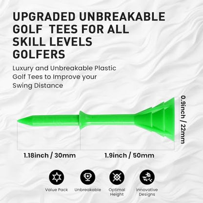 Amy Sport Golf Tees Plastic 3 1/4 inch Upgrade Unbreakable Bulk 30 Pack Reduce Friction Side Spin Durable Stable 83 mm Long Tee for Golfer Practice - color: Multicolor