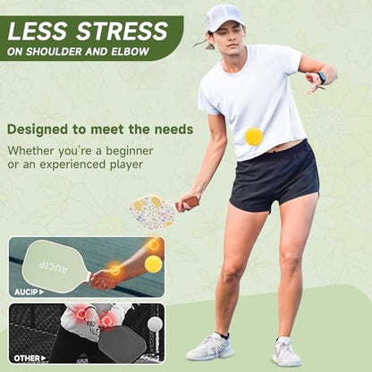 Pickleball Paddles, USAPA Approved Cute Pickleball Paddles Set of 2/4, Polypropylene Honeycomb Core, Fiberglass Pickleball Set with 2 or 4 Pickleball Rackets, 4 Balls, 1 Bag for Women
