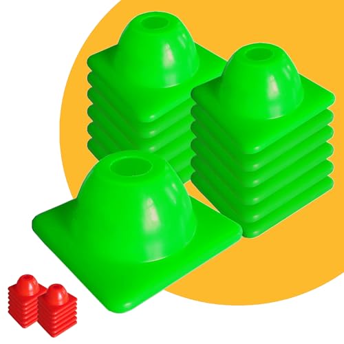 Versatyle Heavy Duty Agility Training Cones (2 in, 6 in, 9 in, 12 in, 28 in) for Sports, Kids Coaching, Multipurpose Field Marker Cones, Soccer, Basketball Drills, Bike, Motorcycle, Traffic Training - style: 2in, Green, 12 Pack