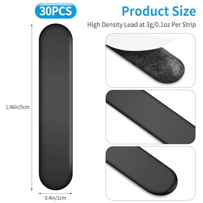 30PCS Lead Tapes, 3g High Adhesive Lead Tape for Pickleballs,Tennis, Golf Clubs, Adjust The Paddle Weighted Lead Tape and Add Swing Weight - color: Black