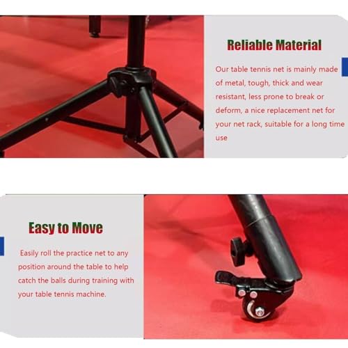 Table Tennis Ball Catch Net Table Tennis Robot Catch Net,Large Ping Pong Practice Net with Wheels for Ping Pong Robots,Serves and Multi-Ball Training,for Serve Practice (148x200cm/58.6x78.7)