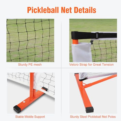 NQV Pickleball Net with 4 USAPA Approved Graphite Pickleball Paddles,Regualtion Size 22FT Pickle Ball Net, Outdoor Pickleballs, Carry Bag, Grip Tape,Weather Resistant Metal Frame - color: white