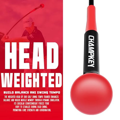 CHAMPKEY Professional Golf Swing Trainer with Customizable Size Grip - Come with 2 Golf Alignment Sticks - Choose Grip Size and Swing Training Aid Length - size: Oversize （Grip Size）, style: 48 Inches