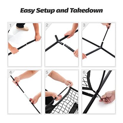 ZELUS 7 x 7ft Football Trainer Throwing Net | Training Target Practice with 5 Targets | Great for Quarterback | Includes Carry Bag - color: Black