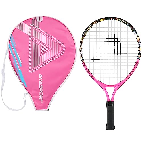 AMA SPORT Kids Tennis Racket for Junior Toddlers Starter Kit 17-25" Tennis Racquet for Girls and Boys with 420D Nylon Shoulder Strap Bag - color: Graffiti Pink, size: 17 inch