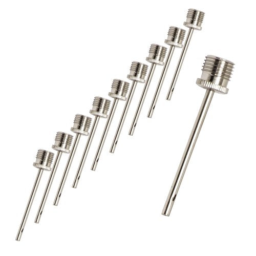 AGORA Ball Pump Inflation Needles - Pack of 10 - Stainless Steel Air Pump Needles with Dual Port for Increased Airflow