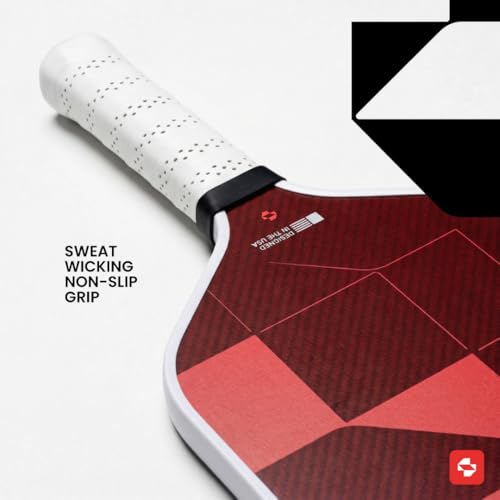 Korva Pickleball Paddle | 16mm Aramid Fiber Face, Elongated Shape, Polypropylene Honeycomb Core | Pickle Ball Paddle for Power, Spin & Control | Lightweight Performance Paddle, Red