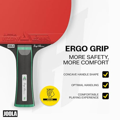 JOOLA Duo Pro Ping Pong Paddles Set of 2 - Professional Table Tennis Paddles, Three Advanced 3 Star Tournament Ping Pong Balls and Carrying Case - Advanced Table Tennis Rackets - color: Hugo Calderano Exclusive