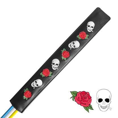 FINGER TEN Golf Alignment Stick Cover Headcover Rods Holder Case Leather 14''× 2'' in USA Black White Green Hold At Least 2 Sticks - color: Rose
