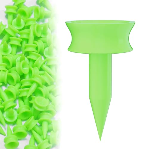 Grivznud 100 Pack 0.82 Inch Neon Yellow Plastic small tees golf， Short Golf Tees,Durability & Stability, Engineered to Minimize Friction and Side Spin，Golf practice supplies，small golf tees for par 3. - color: Green