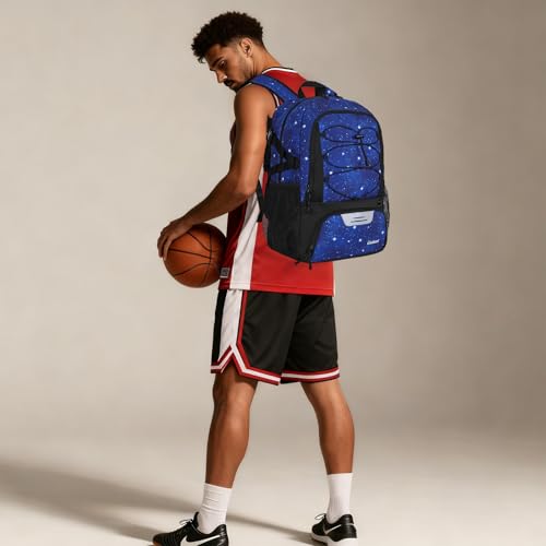 Goloni Basketball Backpack,Large Sports Bag with Ball Compartment & Shoe Compartment,Basketball Bag Fit Volleyball, soccer,Gym - color: Starry Sky Blue