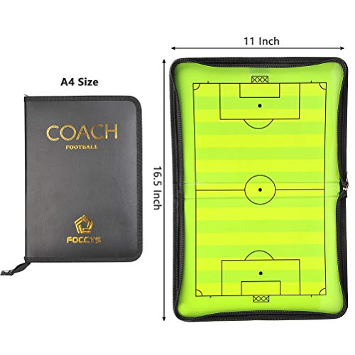FOCCTS Magnetic Soccer Coaching Board, Football Coaching Board Coaches Clipboard Tactical with 26 Magnets, Dry Erase Marker, Eraser, Foldable and Portable Soccer Tactics Board