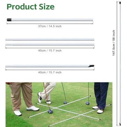 Golf Alignment Sticks, 3 Pack 58”Golf Sticks Alignment Rods, Full Golf Practice Swing Trainer to Align Your Golf Shot