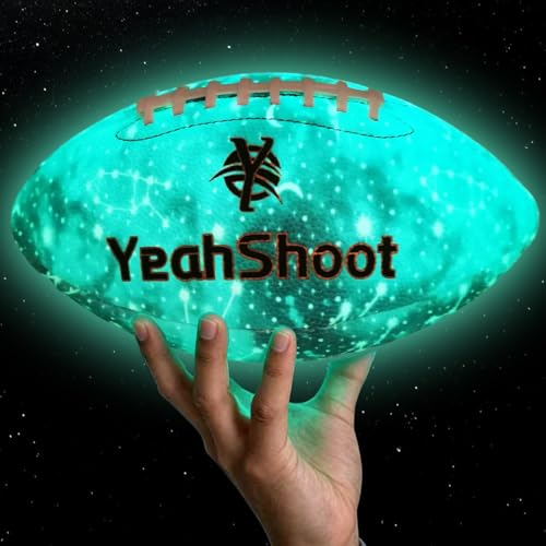 Glow in the Dark Football Size 9, Bright Luminous American Football for Night Play, Premium Fluorescent Outdoor Football, Unique Sports Gift - color: Starry Sky Blue