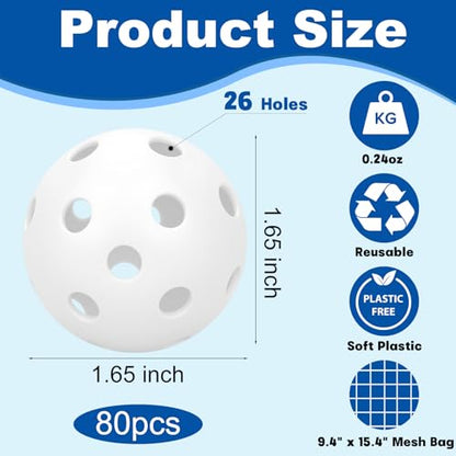 Coopay 20/40/80 Pack Mini Plastic Practice Baseballs, 1.65inch Small Soft Training Balls with Drawstring Bag for Baseball Hitting, Pitching & Batting Training, Indoor & Outdoor - color: White, style: 80 Pack