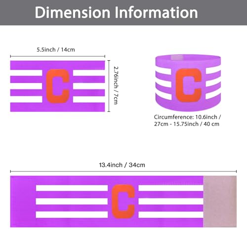 Soccer Captain Armband, Ynaize 2Pcs Nylon Sports Elastic Adjustable Football Basketball Player Bands for Adult Women Men